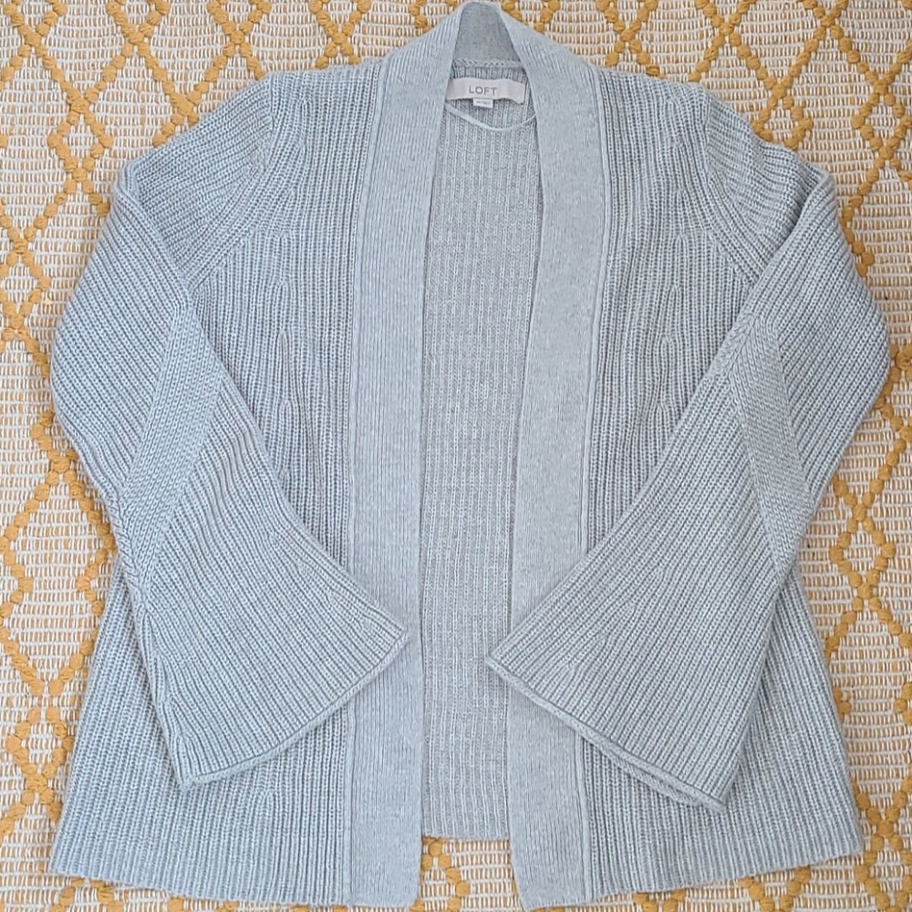 LOFT Ribbed Open Knit Cardigan